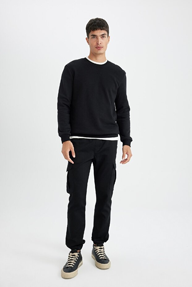 Regular Fit Bisiklet Yaka Kalın Basic Düz Sweatshirt T3777az24au - 2