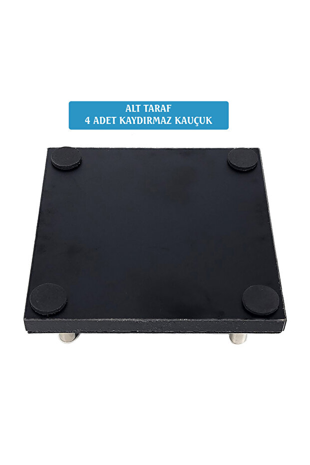PR4217 Lüks Ahşap Standlı Yuvarlak Deri Bardak ve Çay Tabağı Altlığı - 4
