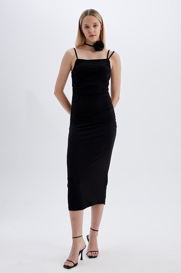 Bodycon Askılı Midi Elbise C8948AX24SM - 3
