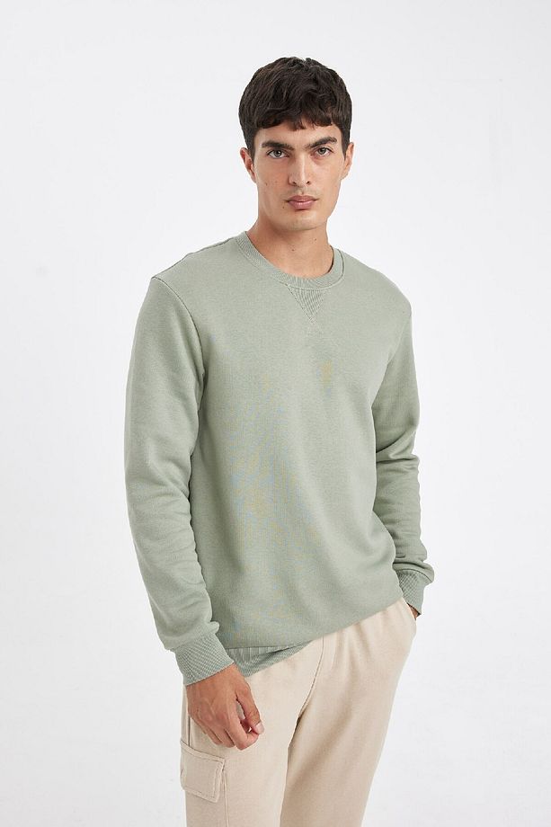 Regular Fit Bisiklet Yaka Kalın Basic Düz Sweatshirt T3777az24au - 4