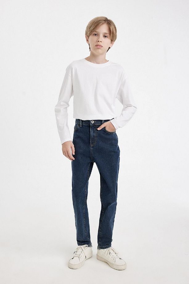Erkek Çocuk Carrot Fit Düz Paça Cepli Jean Pantolon C5719a824wn - 5