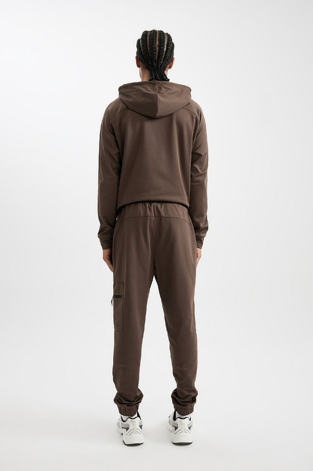 Fit Erkek Kahve Normal Kesim Fermuar Cepli Skuba Dalgıç Kumaş Jogger Eşofman Altı D1952ax24au - 6