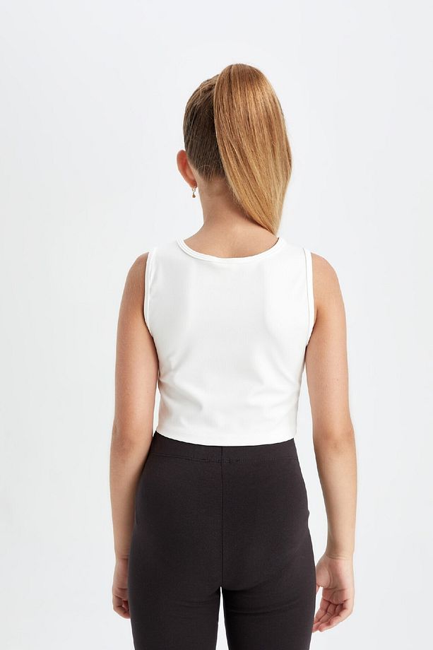Kız Çocuk Crop Bisiklet Yaka Baskılı Atlet D2763a824au - 6