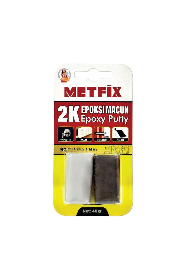 2K EPOKSİ TAMİR MACUNU GRİ 40 GR. YAPIŞTIR-YALIT-DOLDUR-ONAR. - 1
