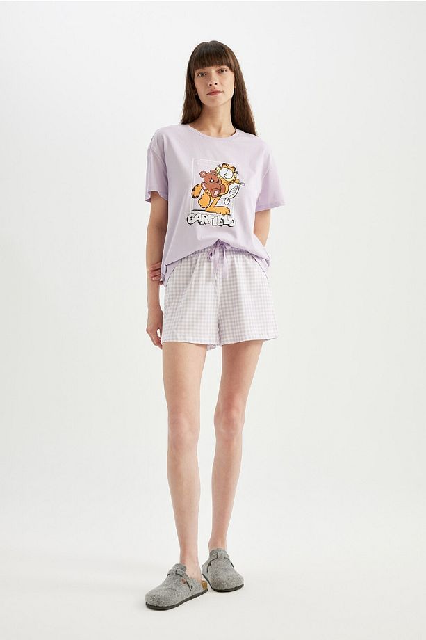 Fall in Love Garfield Regular Fit Kısa Kollu Şortlu Pijama Takımı C7953AX24HS - 3