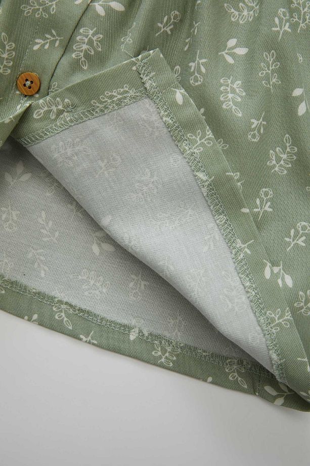 Kız Bebek Bisiklet Yaka Düğmeli Çiçek Desenli Uzun Kollu Twill Elbise D2556a524au - 4