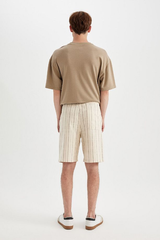 Regular Fit Keten Görünümlü Bermuda Şort D2057ax24hs - 6