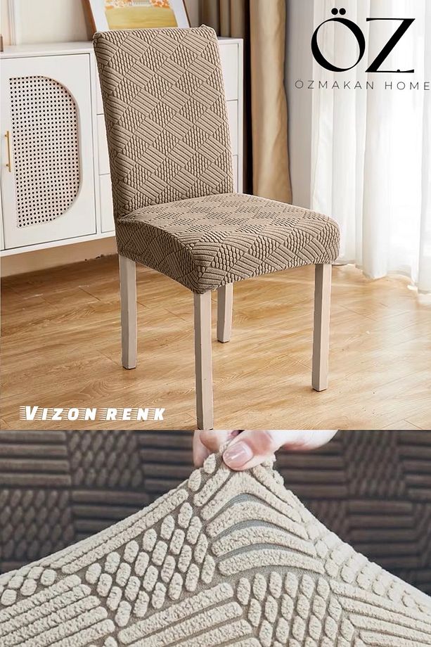 Sandalye kılıfı ,sandalye örtüsü 1 adet vizon renk - 1