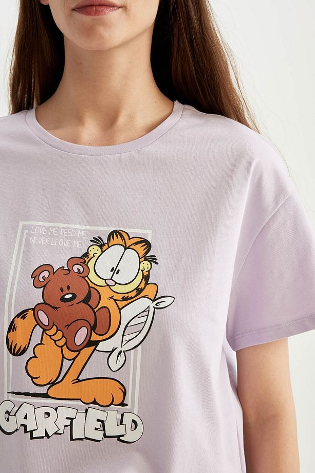 Fall in Love Garfield Regular Fit Kısa Kollu Şortlu Pijama Takımı C7953AX24HS - 7