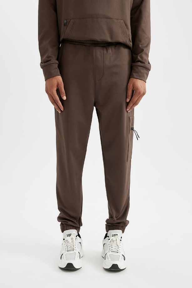 Fit Erkek Kahve Normal Kesim Fermuar Cepli Skuba Dalgıç Kumaş Jogger Eşofman Altı D1952ax24au - 4