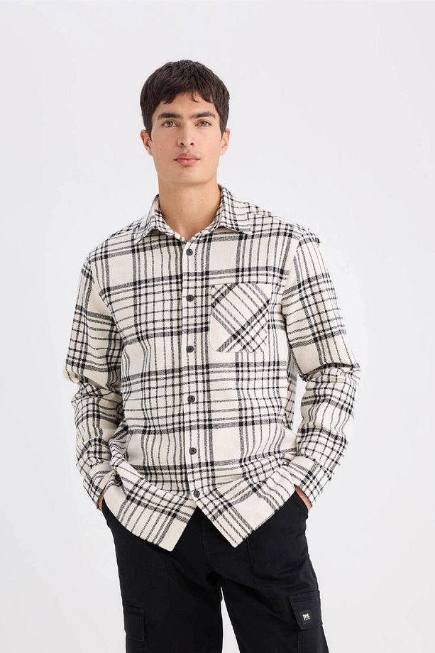 Regular Fit Kareli Flanel Cep Detaylı Uzun Kollu Gömlek D3499ax24wn - 3