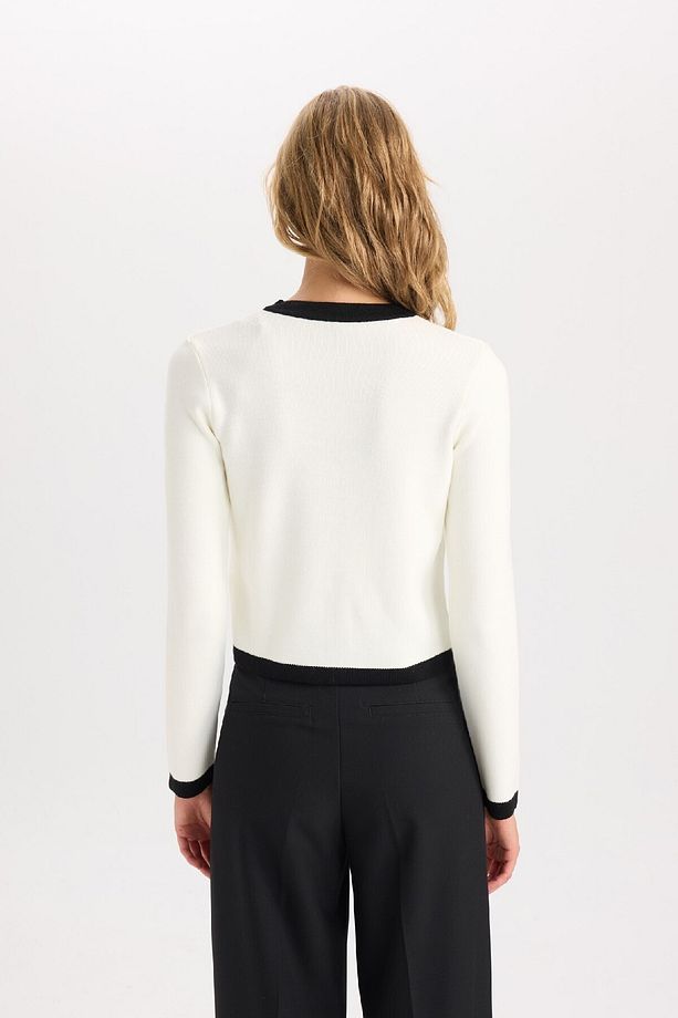 Regular Fit Bisiklet Yaka Düğmeli Basic Düz Triko Hırka C1482ax24wn - 6