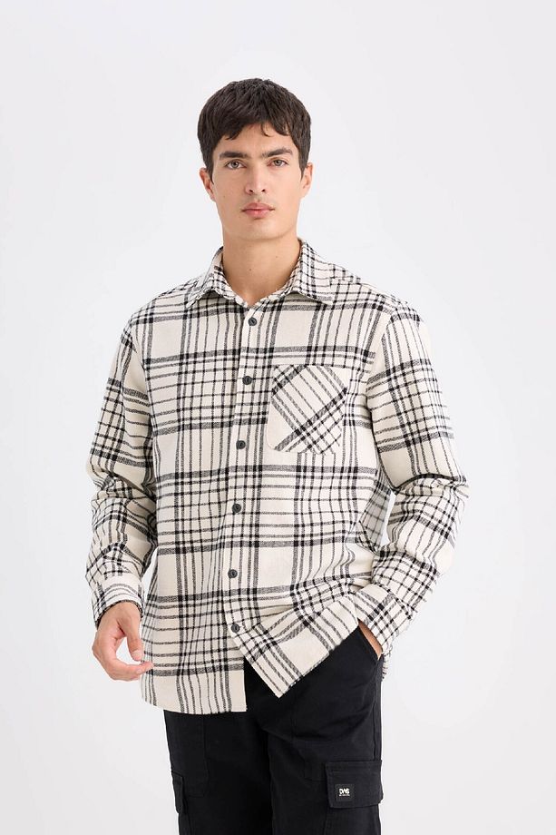 Regular Fit Kareli Flanel Cep Detaylı Uzun Kollu Gömlek D3499ax24wn - 4