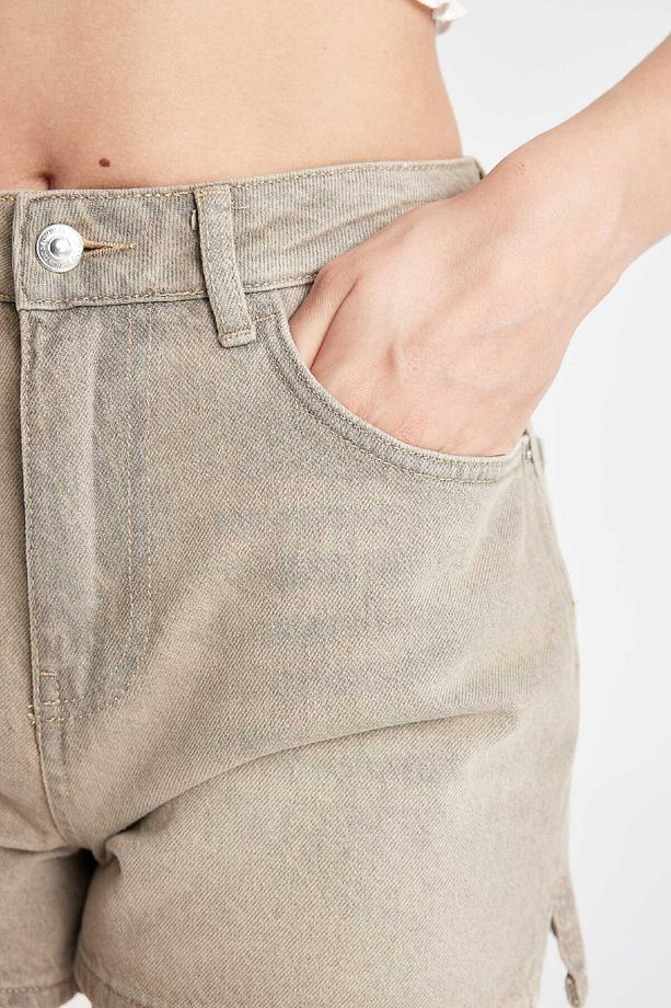 Mom Fit Yüksek Bel Jean Şort D2191AX24HS - 6