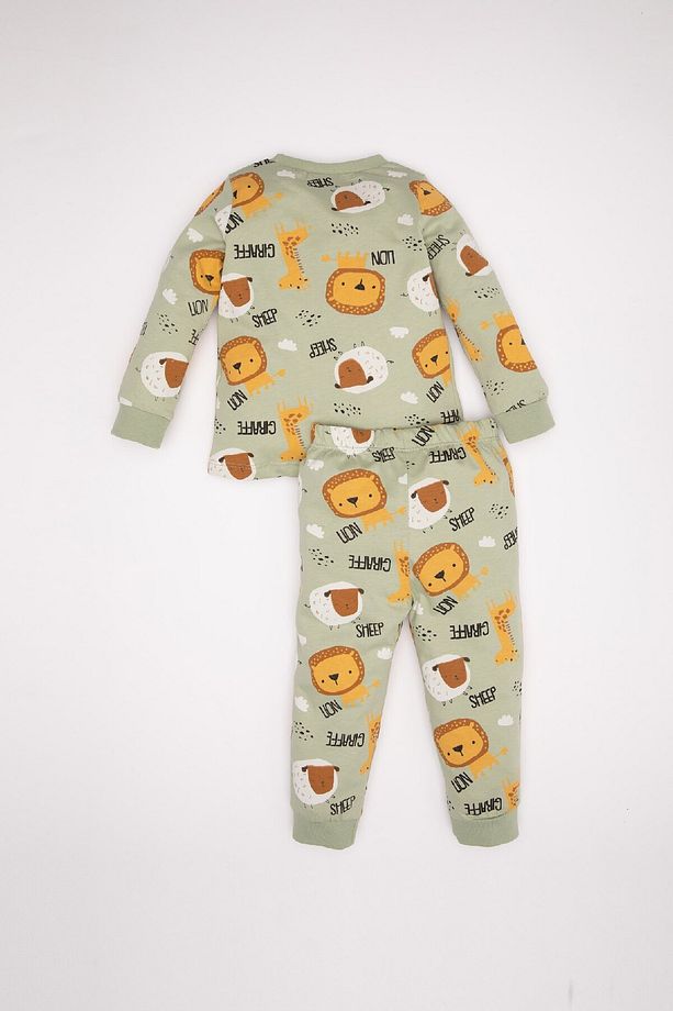 Erkek Bebek Pijama Takımı Penye Safari Desenli Uzun Kollu Üst Uzun Alt D3553a524wn - 5