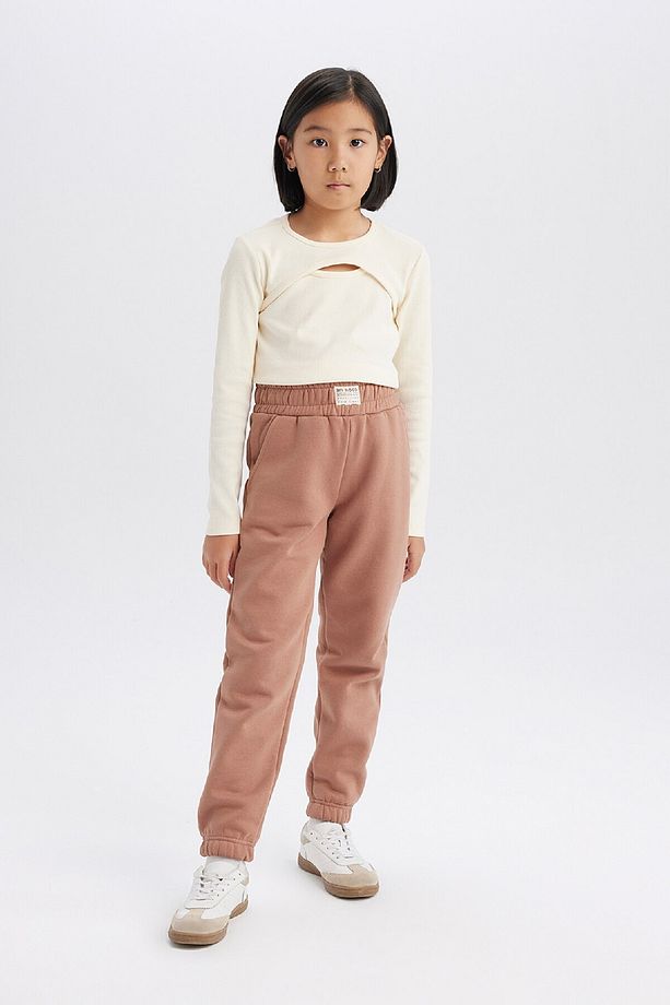 Kız Çocuk Standart Fit Beli Paçası Lastikli Basic Düz Jogger Eşofman Altı D3206a824wn - 2