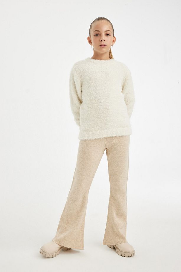 Kız Çocuk Flare Fit Ispanyol Paça Basic Düz Triko Pantolon A6029a824wn - 4