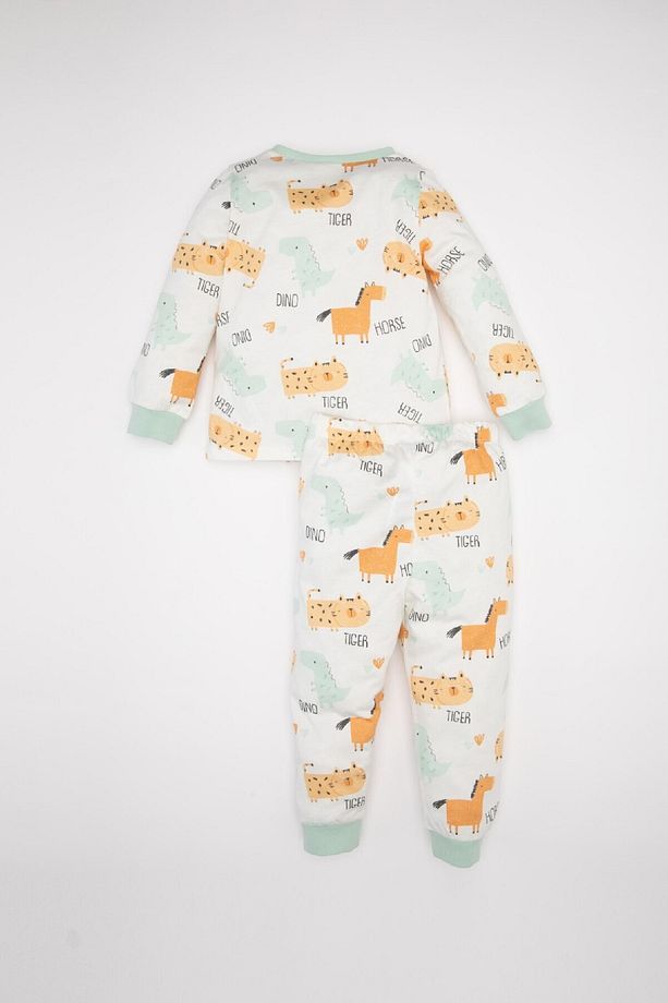 Erkek Bebek 4lü Pijama Takımı Dinazor Baskılı Penye Uzun Kollu Üst Uzun Alt D3529a524wn - 4