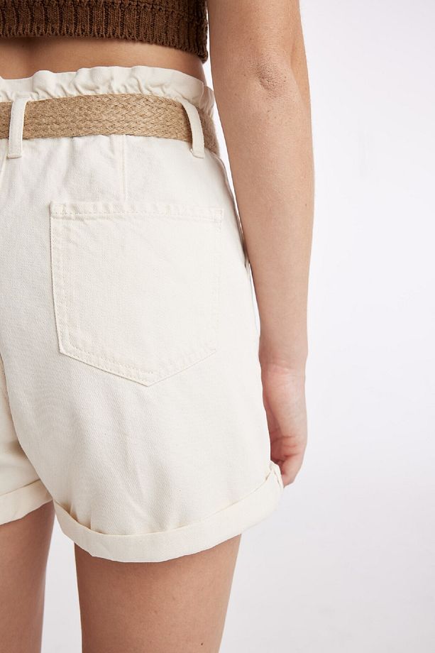 Paperbag Yüksek Bel Katlamalı Paça Jean Şort B8128AX24HS - 6