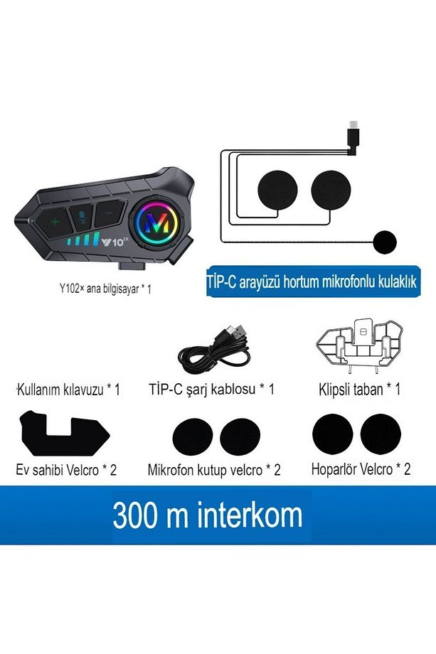 2 Intercom Bağlantılı Su Geçirmez Motosiklet Kask Bluetooth 5.3 300m Intercoom 2.000mah - 9