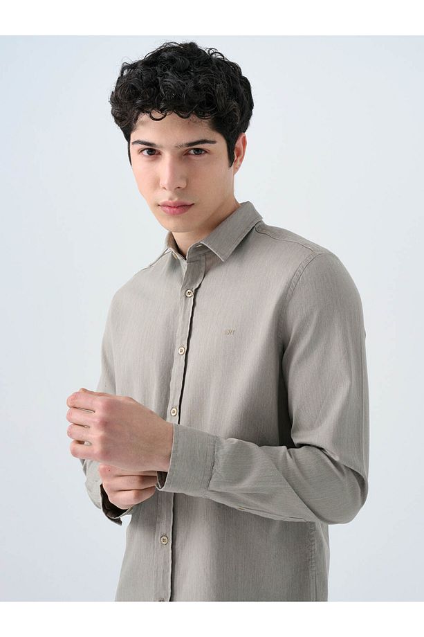 Regular Fit Açık Haki Erkek Gömlek LF2038615 - 4