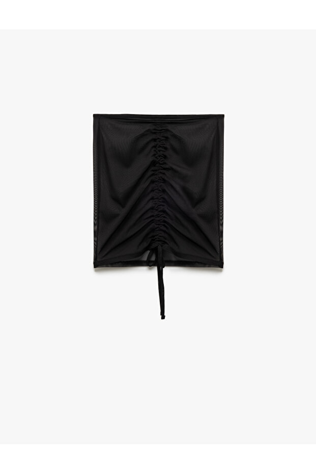 Draped Tulle Mini Pareo Skirt with Binding Detail