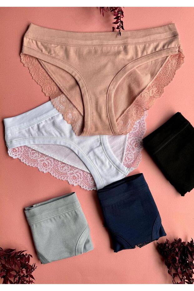 Softlace – Pack of 5 Stylish and Comfortable Modal Fabric Women's Panties, Soft Lace Elegance