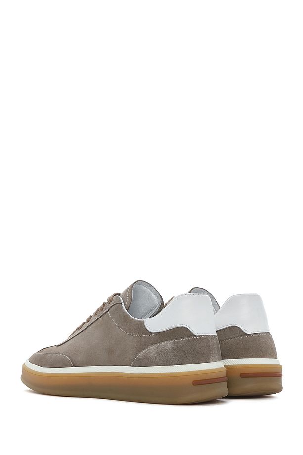 Erkek Bej Bağcıklı Süet Deri Sneaker 25SFD641910 - 5