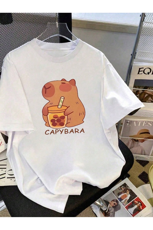 Oversize Cut Short Sleeve Printed T-Shirt