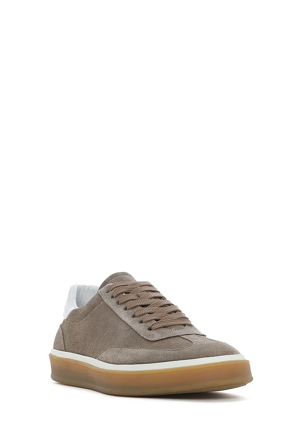 Erkek Bej Bağcıklı Süet Deri Sneaker 25SFD641910 - 6