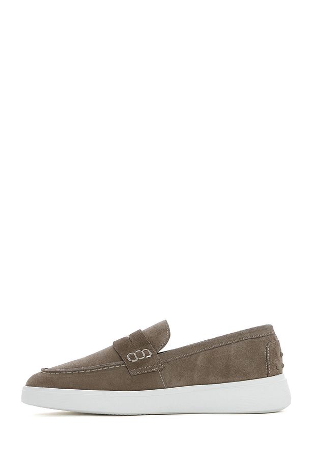 Erkek Vizon Kalın Tabanlı Süet Deri Casual Loafer 25SFD740910 - 2