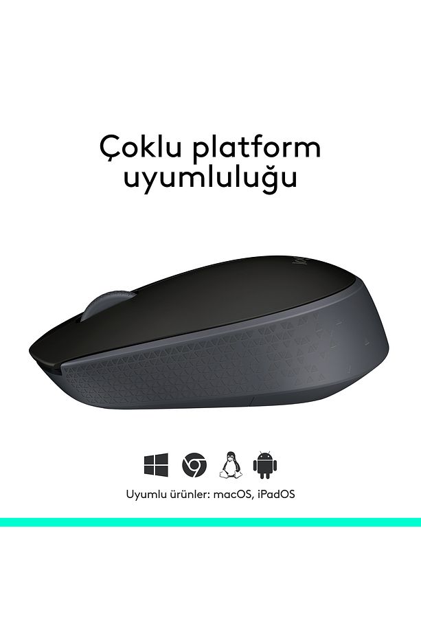 M171 USB Alıcılı Kablosuz Kompakt Mouse - Siyah - 7