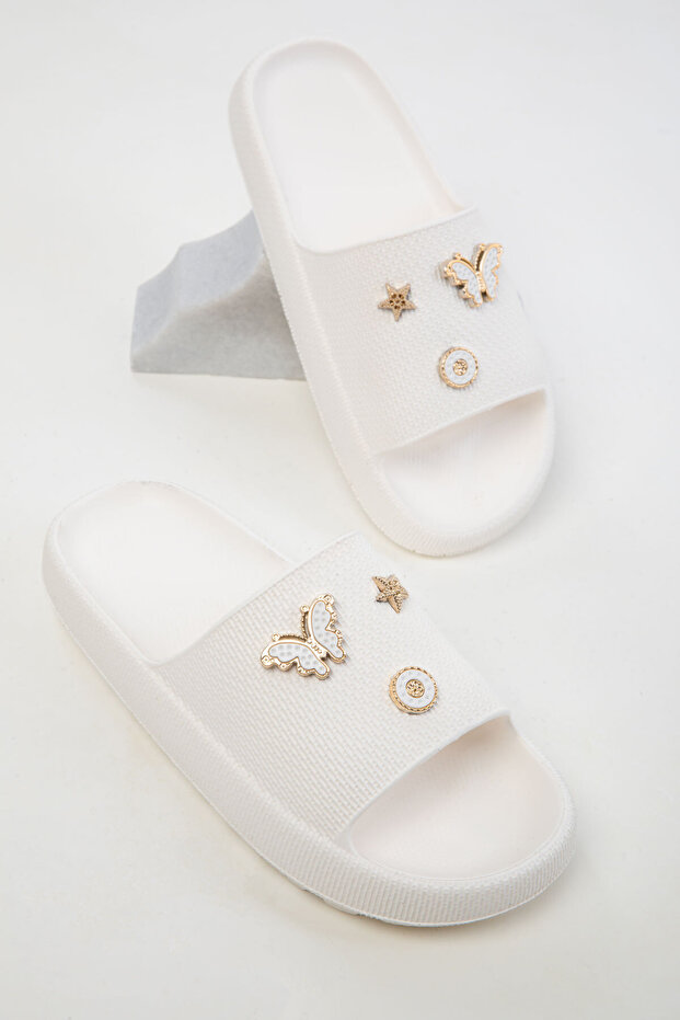 Fehér-fehér női papucs 20446 - 2