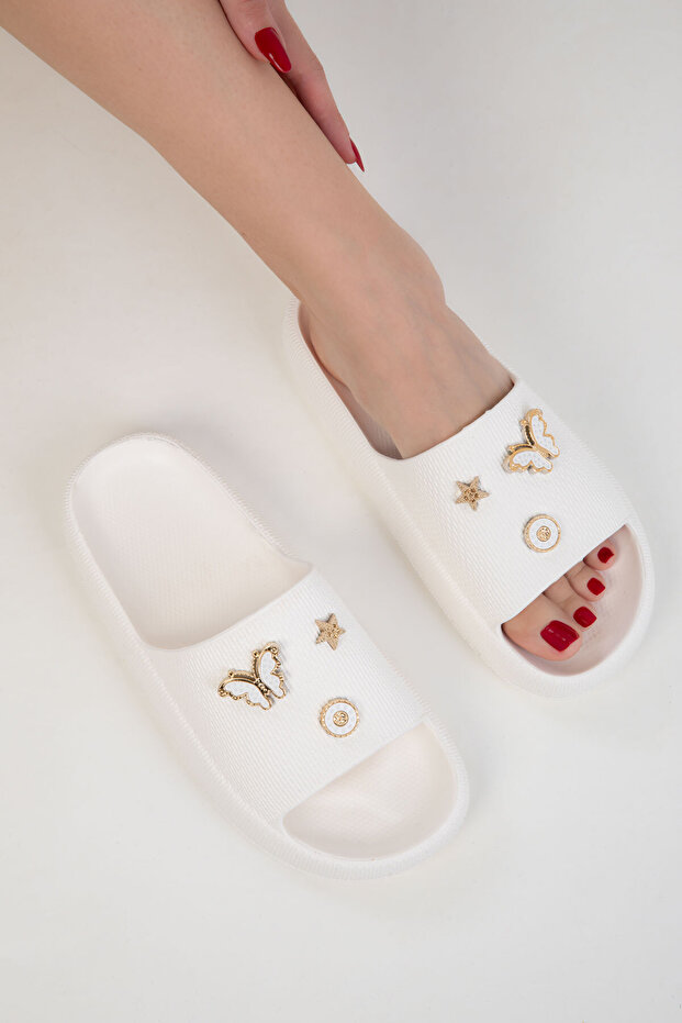 Fehér-fehér női papucs 20446 - 4