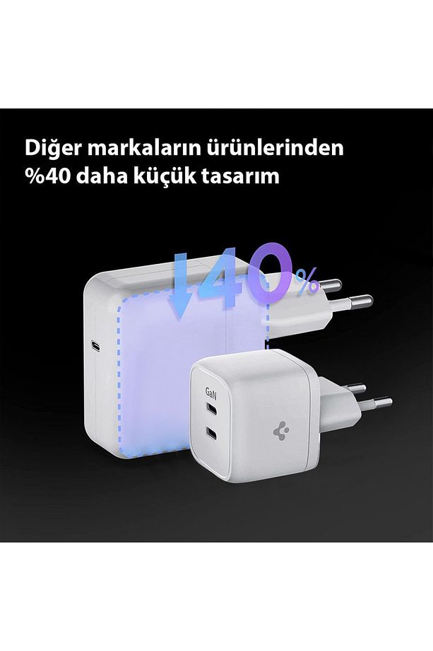 35W GaN USB-C 2 Port Mini Adaptör Samsung PPS Destekli Hızlı Şarj Type-C PE2104 White - ACH03714 - 5