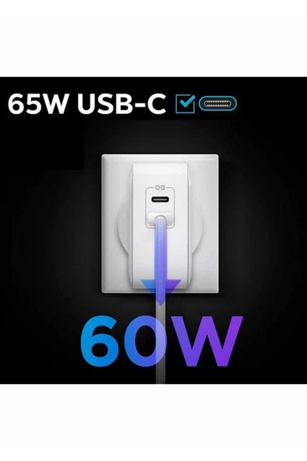 65W GaN USB-C 2 Port Adaptör - Hızlı Şarj Aleti & MacBook Type-C PE2007 White - ACH02693 - 3