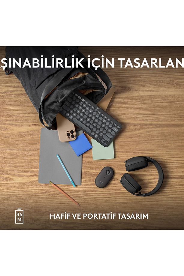 K380s Pebble Keys 2 Çoklu Cihaz Özellikli Bluetooth Türkçe Q Klavye - Siyah 920-011859 - 9
