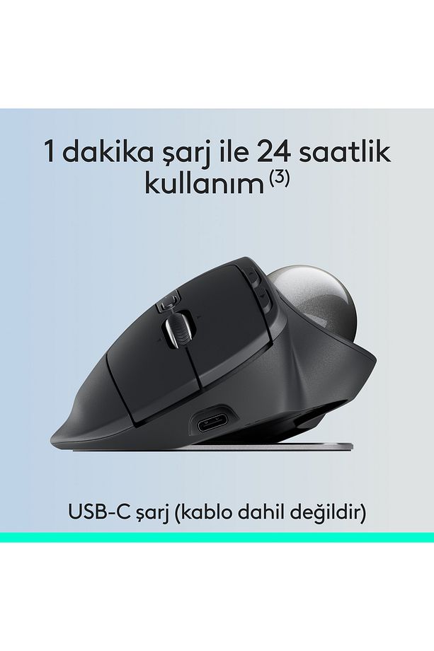 MX ERGO S Gelişmiş Bluetooth Kablosuz Trackball Pc/Mac Için Ergonomik Mouse - Siyah - 9