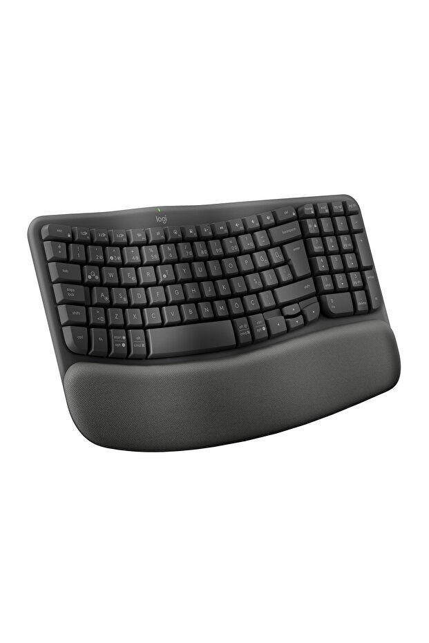 Wave Keys Kablosuz Bluetooth Dolgulu Avuç İçi Destekli Ergonomik Türkçe Q Klavye, Siyah 920-012311 - 1