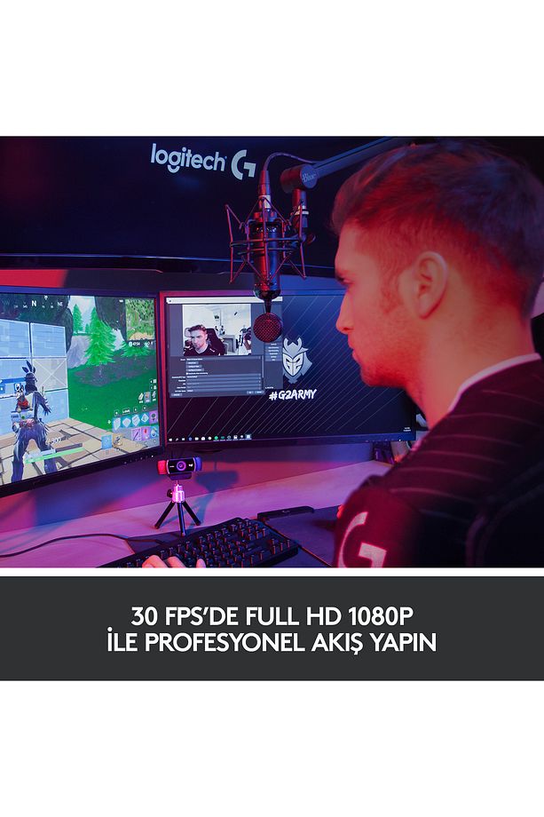 C922 Full HD 1080p Yayıncılar için Profesyonel Web Kamerası - Siyah - 3