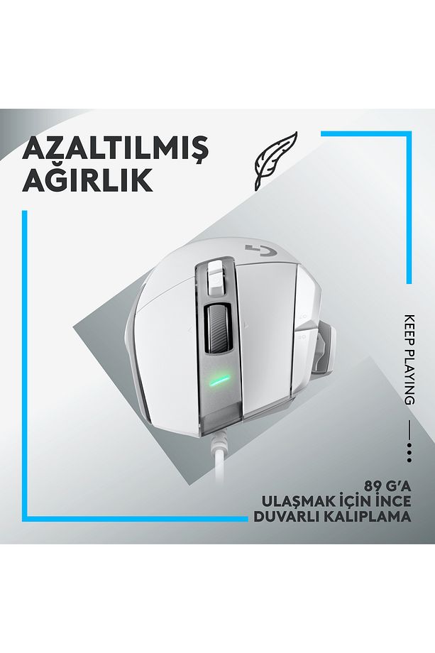 G G502 X Kablolu HERO 25K Sensörlü Yüksek Performanslı Oyuncu Mouse - Beyaz - 7