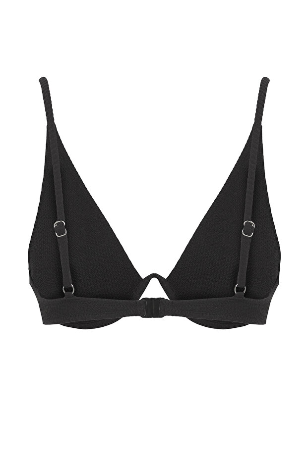 Siyah V Telli Balconette Kaplı Bikini Üstü TBESS25BU00067 - 6