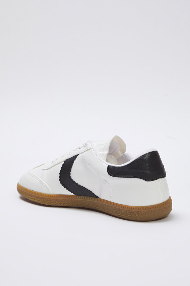 Beyaz Bağcıklı Kontrast Unisex Retro Spor Ayakkabı TAKSS25SN00054 - 9