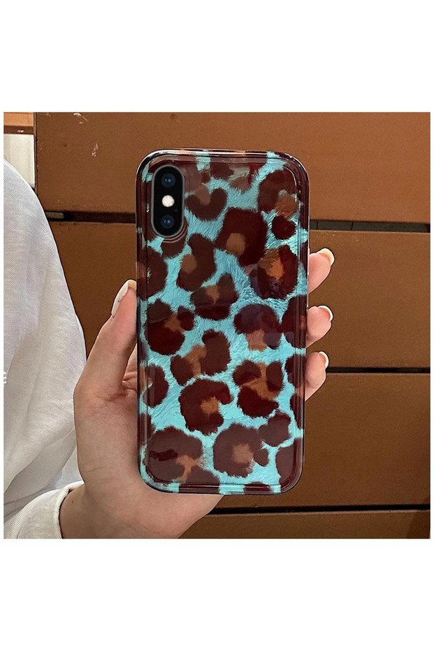 Apple iPhone XS Max Compatible Case Luxury Leopard Pattern Silicone Case Brown
