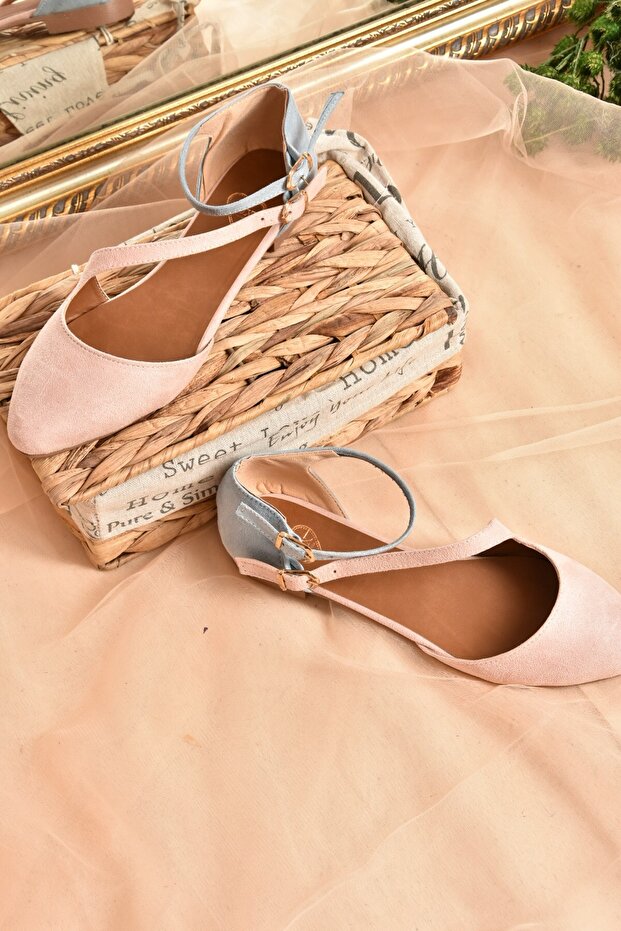 Púder/kék velúr női balerina D 726016902 - 5