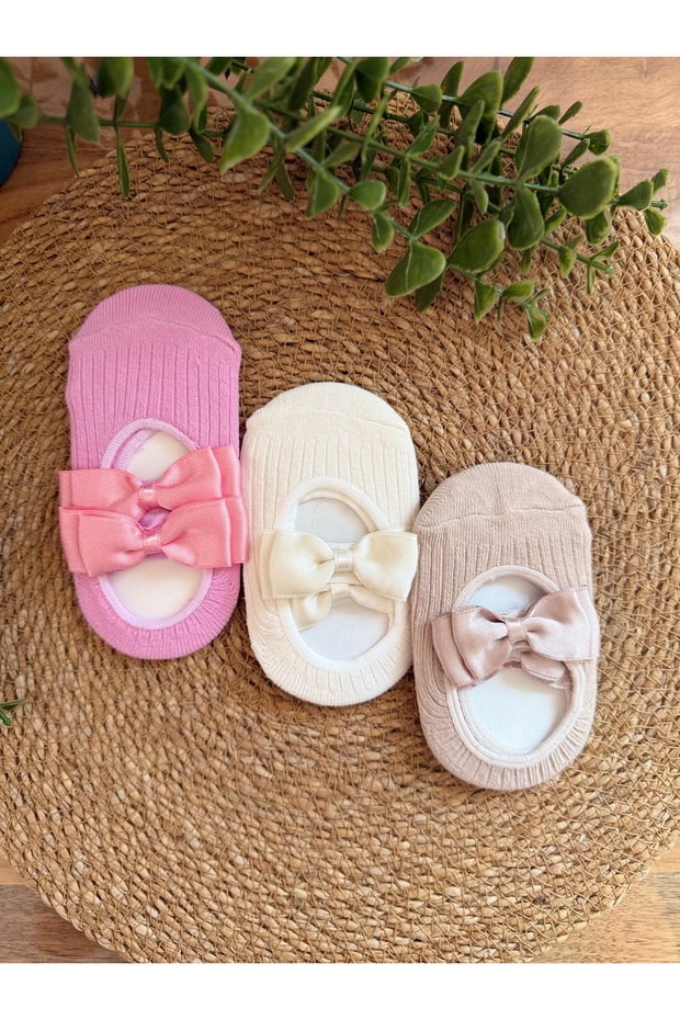 Set of 3 Baby Girl Socks with Bow