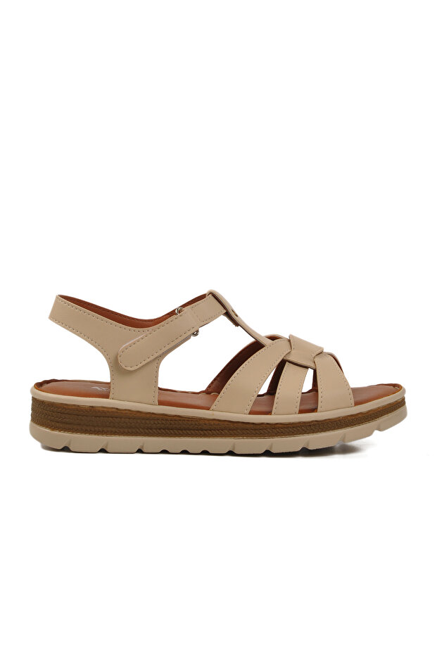 Beige Velcro Women's Sandals 492127 Z