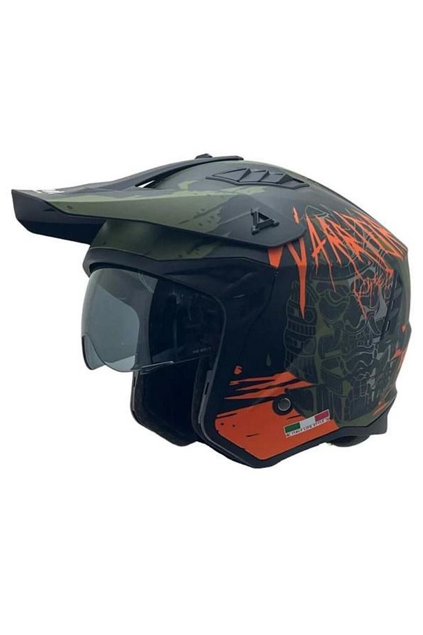X1-X SEUL Matt Warrior Black Army Orange Moduler Kask - 7