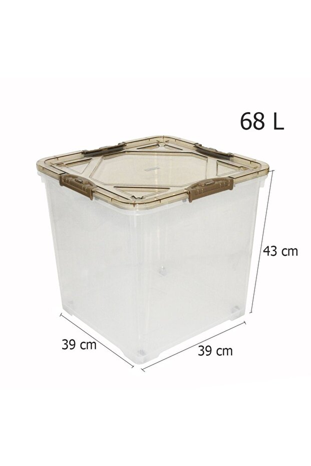 صندوق تخزين بلاستيكي مزود بعجلات و متعدد الإستعمالات 68 لتر - 2