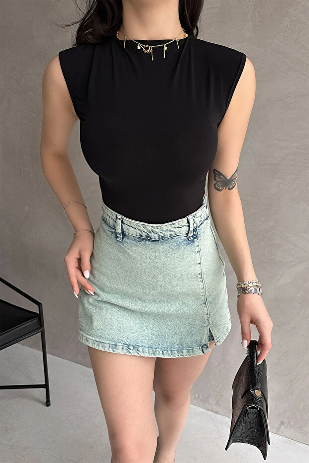 Black Low-cut Blouse - 1